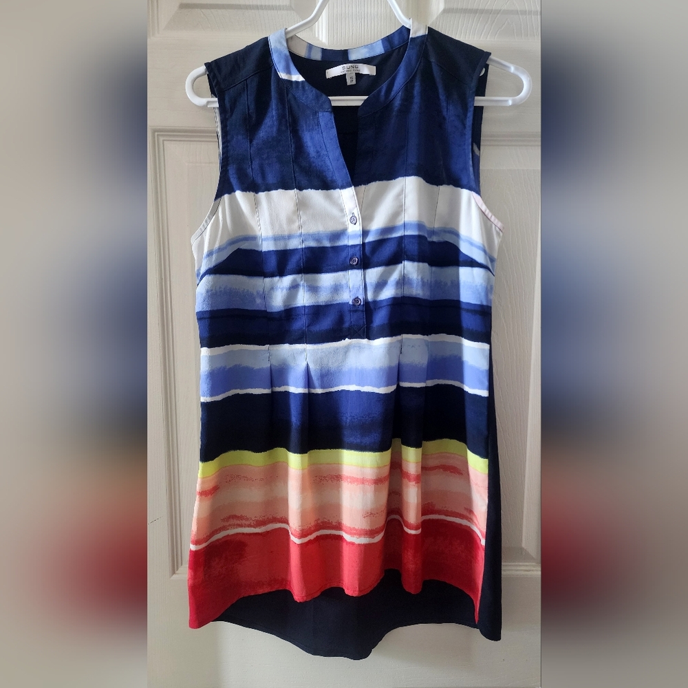 💐2/$25Alfred Sung Colourful Sleeveless Blouse Tanktop, size XSmall, fits Medium